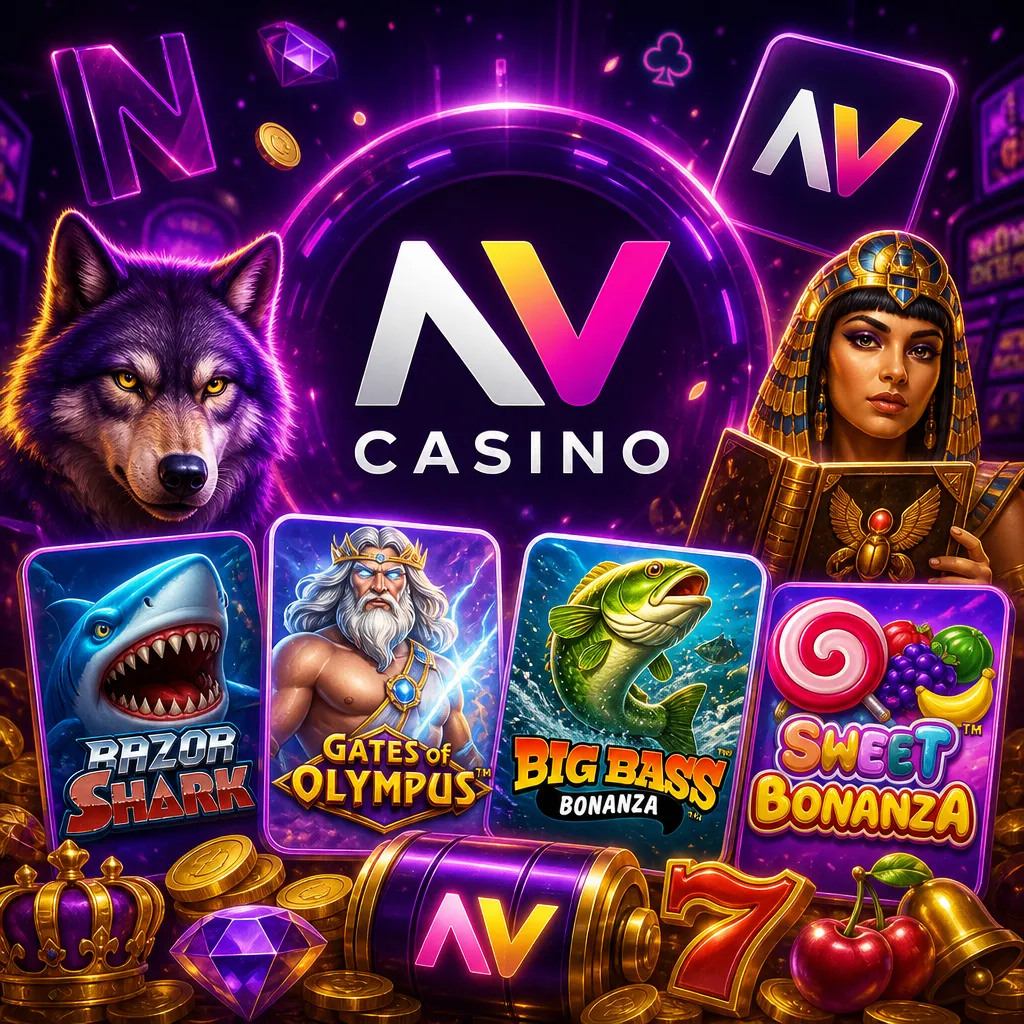 NV Casino promotional image with official logo and vibrant slot visuals